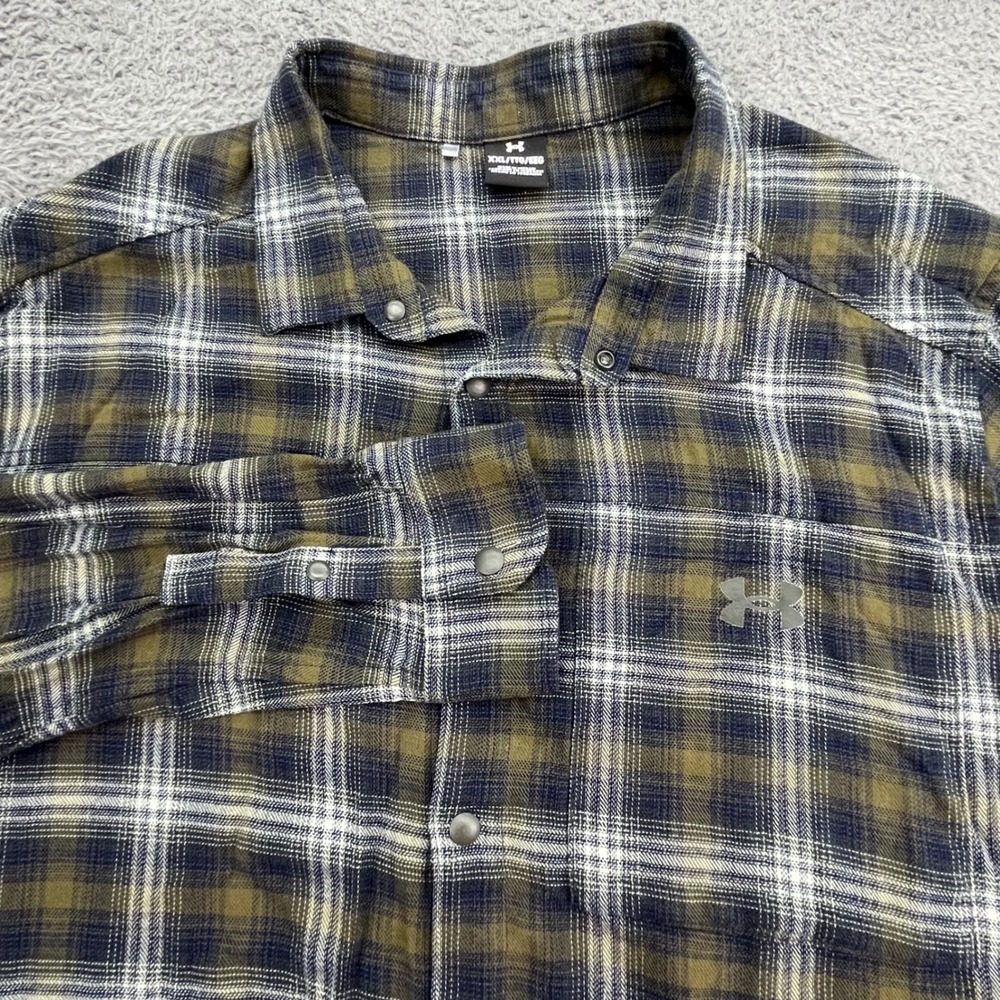 Under Armour Plaid Flannel Long Sleeve Snap Button Shirt Men's XXL TTG‎ EEG
